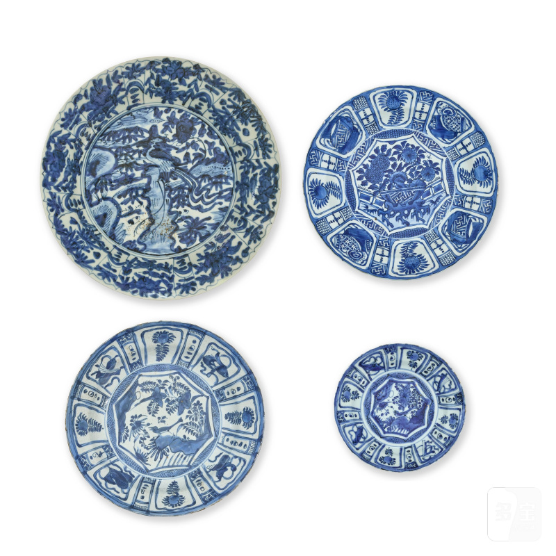 明萬曆 青花克拉克盤四件 | FOUR BLUE AND WHITE 'KRAAK' DISHES - 图3